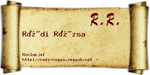 Rádi Rózsa névjegykártya